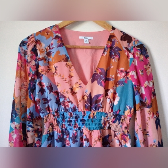 Floral Multicolor Patchwork Style Mini Dress with Ruffles Size XS - Picture 3 of 13